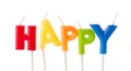 The word happy made of anniversary candles