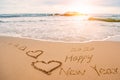 Write happy new year 2020 on beach Royalty Free Stock Photo