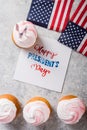 Word Happy Presidents day, February 17. Patriotic Baking Supply Cup Cake Holders for holiday and july 4th concepts