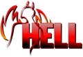 Word hell with stylized devil isolated