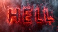 word HELL made of red flames on dark background Royalty Free Stock Photo