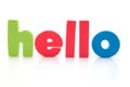 Word hello in foam letters Royalty Free Stock Photo