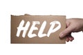 Word HELP written on cardboard. Clipping path Royalty Free Stock Photo