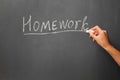 The word homework on the blackboard Royalty Free Stock Photo