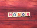 Word Honor on wood