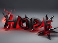 word hope made of black letters on dark background, 3d rendering Royalty Free Stock Photo