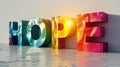 The word hope is painted in rainbow colors Royalty Free Stock Photo