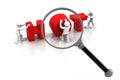 Word hot under the magnifier Royalty Free Stock Photo
