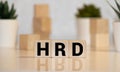 Word HRD made with wood building blocks,stock image