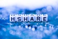 Word HSHARE formed by alphabet blocks on mother cryptocurrency Royalty Free Stock Photo