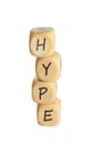 Word Hype of wooden cubes with letters on white background Royalty Free Stock Photo