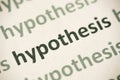 Word hypothesis printed on paper macro Royalty Free Stock Photo