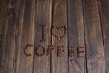 word & x22;I love coffee& x22; made from coffee beans