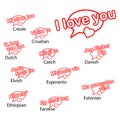 Word i love you in different languages, love concept