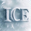 word ICE in the background of white frozen melting with Generative AI