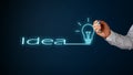 Word Idea continuing in to a light bulb drawn on digital interface Royalty Free Stock Photo