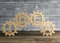 Word idea in gears made of wood