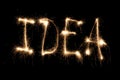 Word idea written sparkler Royalty Free Stock Photo