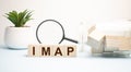 Word IMAP (Internet Message Access Protocol) on keyboard background