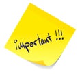 Word important on sticky note Royalty Free Stock Photo