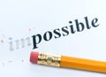 Word  impossible  possible and pencil close-up Royalty Free Stock Photo