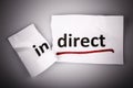 The word indirect changed to direct on torn paper