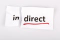 The word indirect changed to direct on torn paper