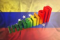 Word Inflation on up trend, with Growth inflation chart and word inflation on Venezuela flag of silk. Illustrations 3d