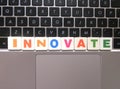 Word Innovate on keyboard Royalty Free Stock Photo