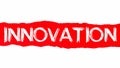 The word INNOVATION appearing behind red torn paper Royalty Free Stock Photo