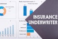 The word INSURANCE UNDERWRITER is written on a gray background with diagrams and graphs