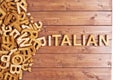 Word italian made with wooden letters