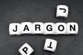 Word jargon on toy cubes Royalty Free Stock Photo