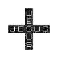 Word Jesus, Wooden Cross lettering isolated on white background