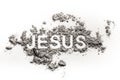 Word Jesus written in ash Royalty Free Stock Photo