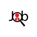 The word job letter with abstract magnifying glass and people