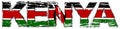 Word KENYA with Kenyan national flag under it, distressed grunge look