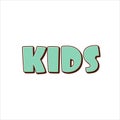 Word KIDS in funny children polka design. Stock vector illustration isolated on white background.