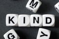 Word kind on toy cubes Royalty Free Stock Photo