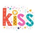 Word kiss lettering decorative text