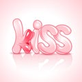 The word kiss with lush lips