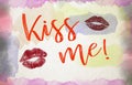 Word Kiss Me with a background of romantic red watercolor brush strokes Royalty Free Stock Photo