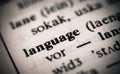 Word Language from the old English dictionary. Royalty Free Stock Photo