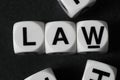 Word law on toy cubes Royalty Free Stock Photo