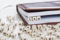 Word LAW on white wooden table. Royalty Free Stock Photo