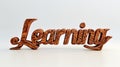 The word Learning isolated on white background made in 3D Calligraphy style. Royalty Free Stock Photo