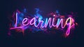 The word Learning isolated on white background made in Neon Calligraphy style. Royalty Free Stock Photo