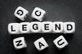 Word legend on toy cubes Royalty Free Stock Photo