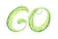 The word lettering GO made by fresh green bio circles of confetti particles isolated on white background. Time to start