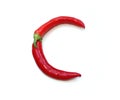 letter C from green red chili pepper letter for recipe, cook book
